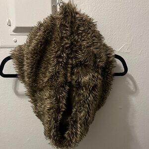 Zara Plush Faux Fur Infinity Scarf in Brown